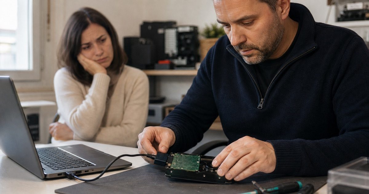 Recuperación de datos de disco duro roto en taller informático de Oleiros