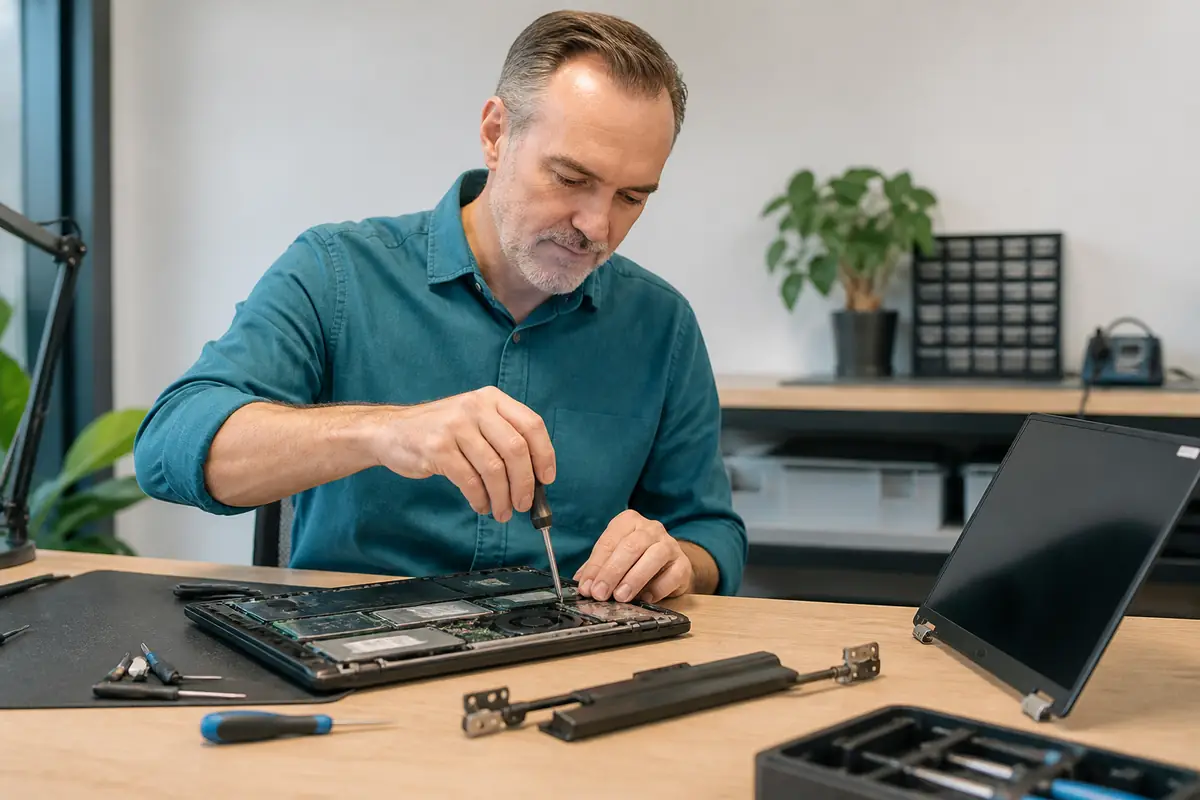 Reparación de la pantalla, batería y bisagras de un portátil